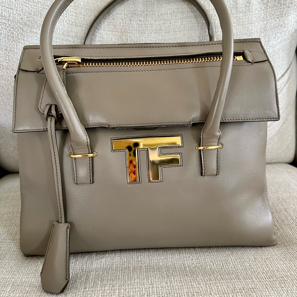 SOLD! RARE TOM FORD TF Icon Satchel Bag Grey/Taupe